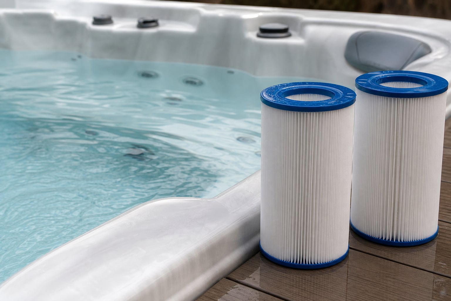 Spa water and deck detail in Kingsbridge