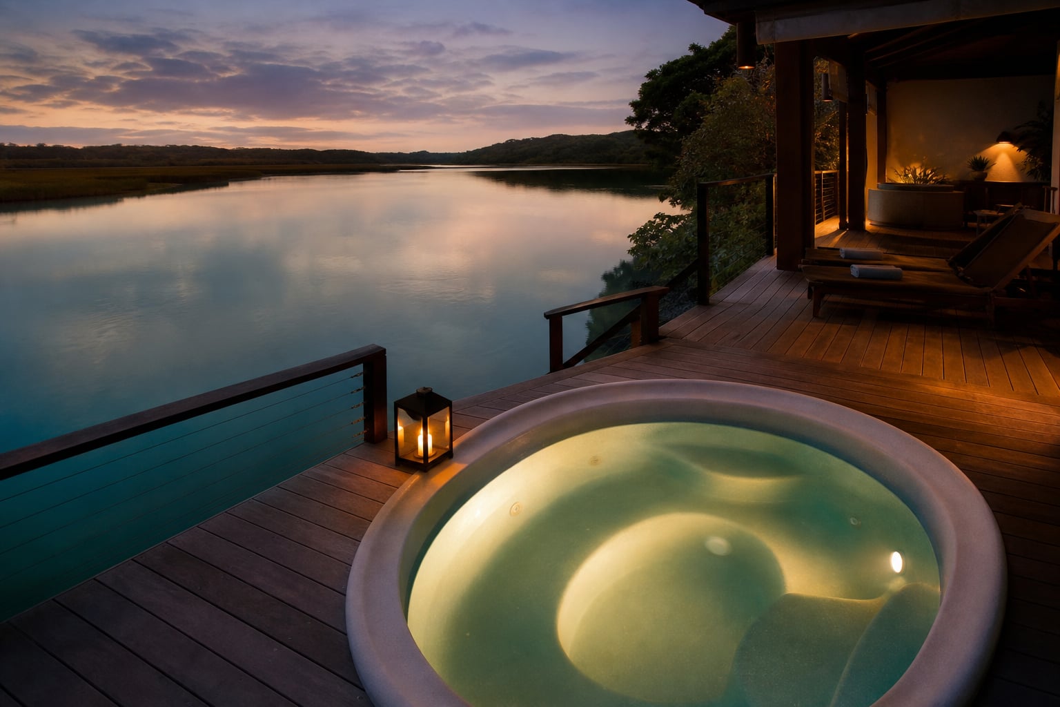 Evening light on a Kingsbridge hot tub