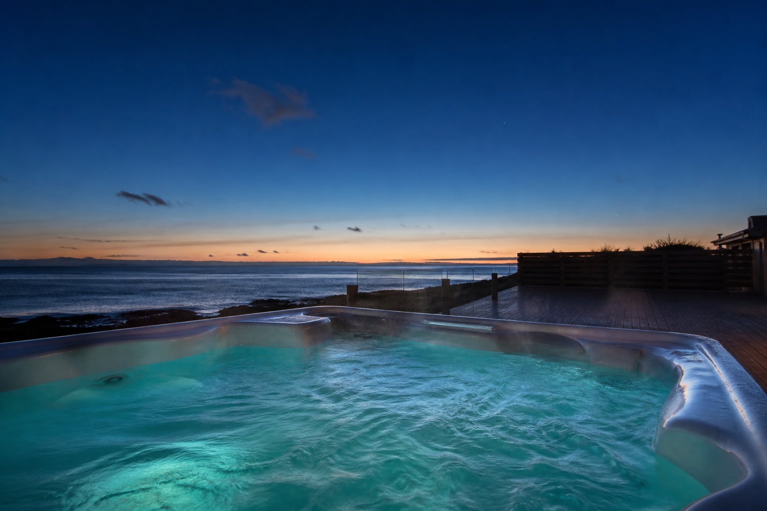 Evening light on a guest-ready Salcombe spa