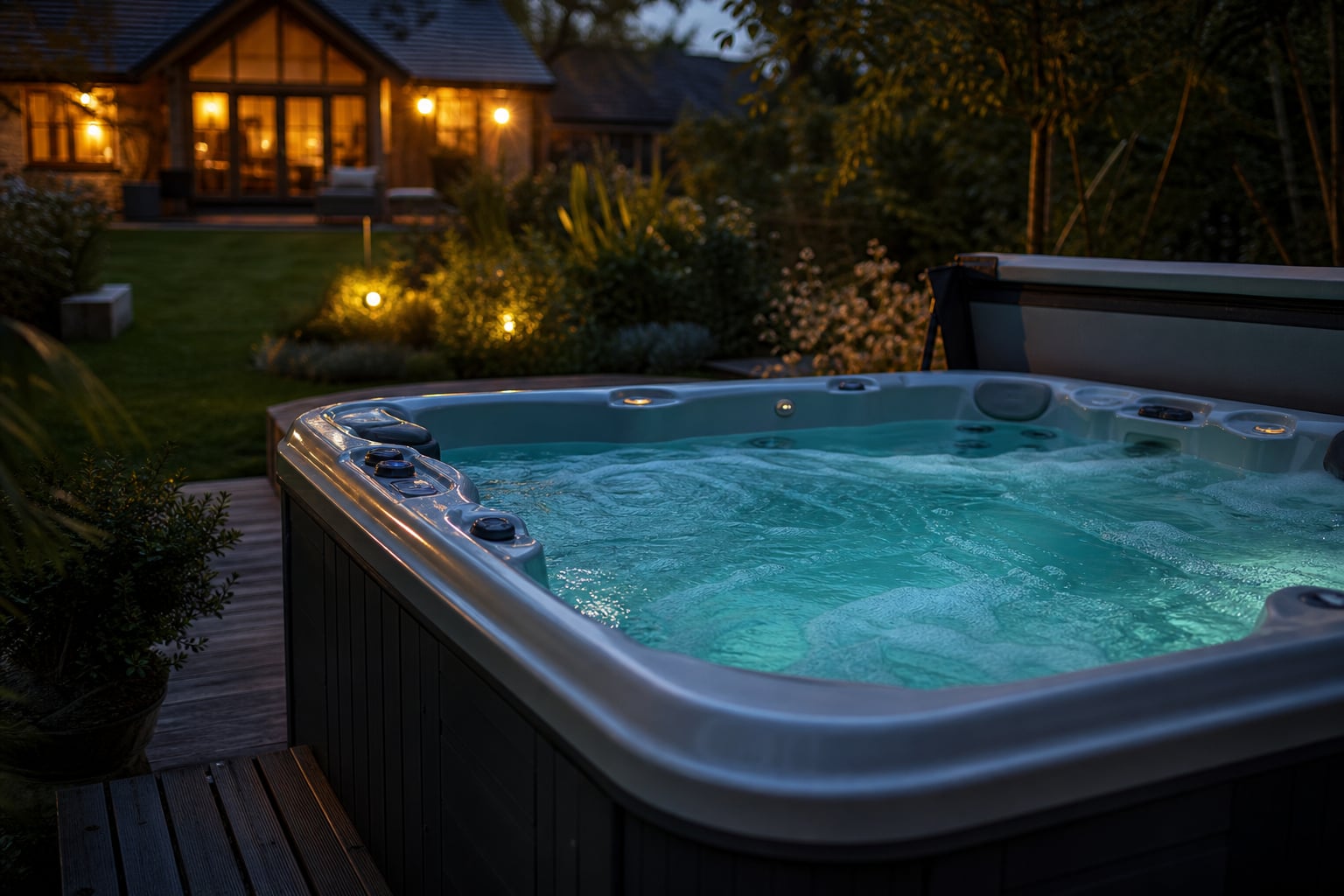 Evening light on a Totnes holiday-let spa