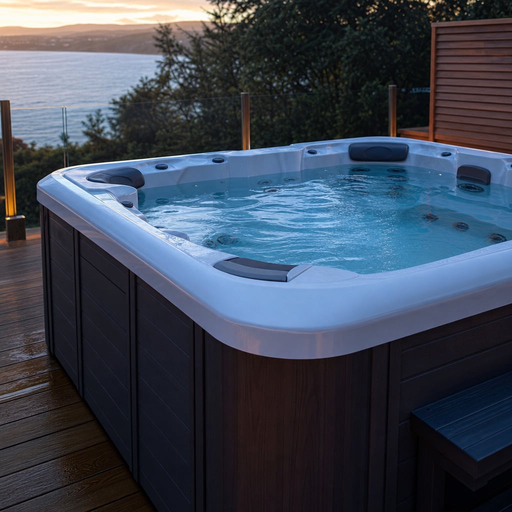Hot tub servicing on a South Hams holiday-let deck